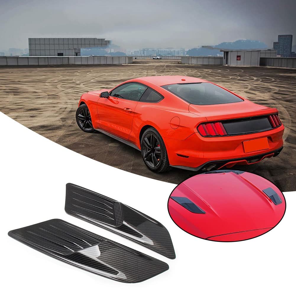 Przednia Maska Samochodu Wykończenie Wlotu Powietrza Scoop Vent Guards Splitter Dekoracyjne Dla Forda Dla Mustanga 2015 2016 2017(Carbon fiber pattern)