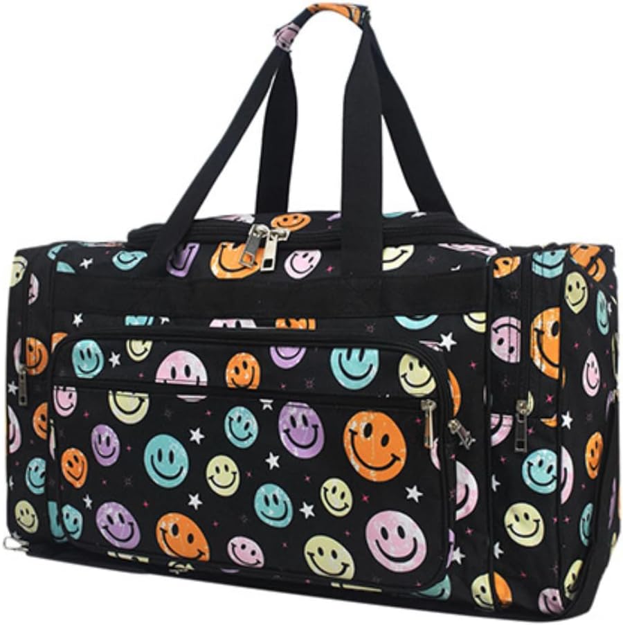 NGIL Canvas 23" inch Duffle Bag (Rainbow Smiles-Black)