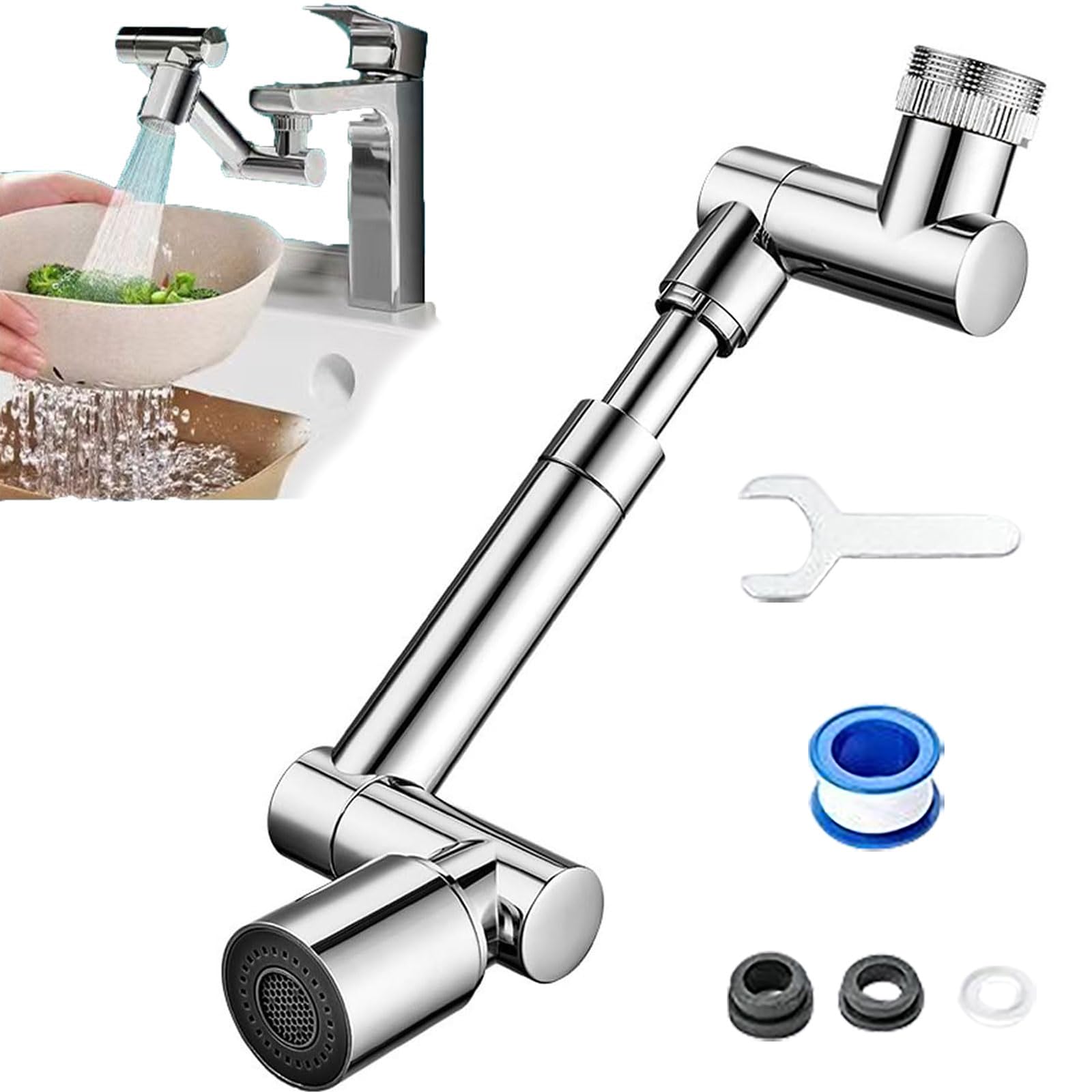 Extension universelle de robinet de cuisine rotatif 2 jets