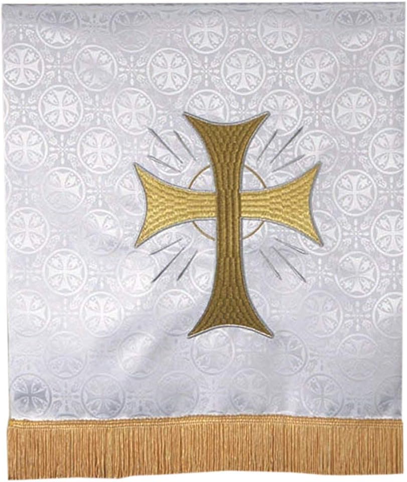 R.J. Toomey White Polyester Maltese Cross Embroidered Pulpit Scarf, 38 Inch