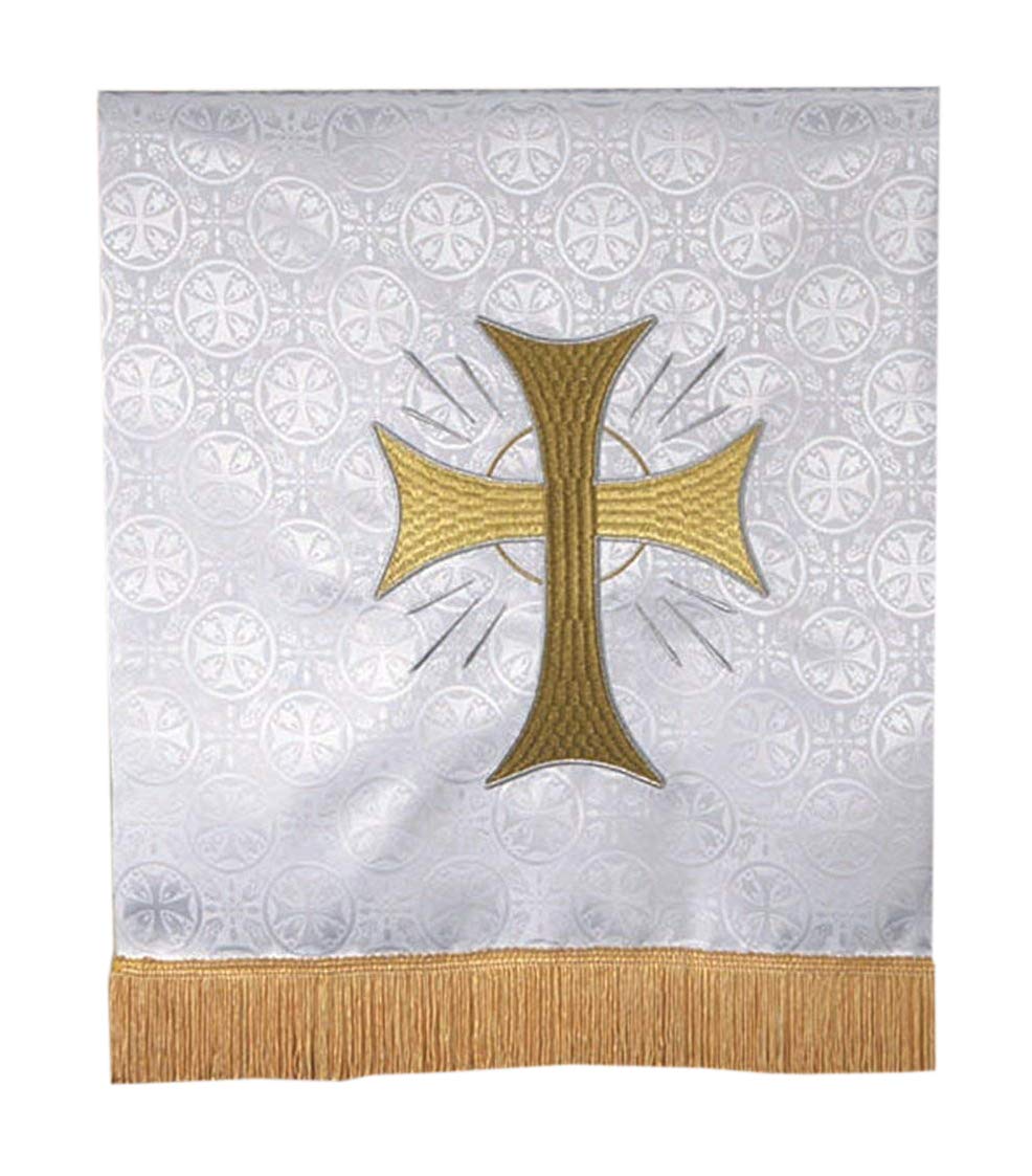 R.J. Toomey White Polyester Maltese Cross Embroidered Pulpit Scarf, 38 Inch