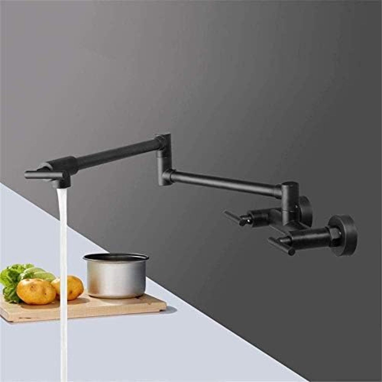 Robinet pot filler noir mat à double trou pour cuisine moderne - 7