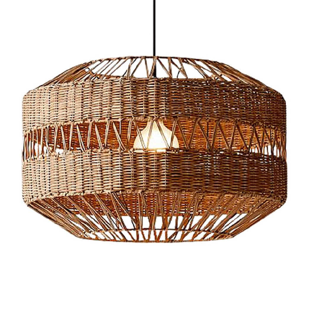 LQZCXMF Industrial Rattan Basket Pendant Lighting Fixture Vintage Hanging Lamp for Foyer Vietnamese Style Chandeliers Bamboo Rattan Lamp Shade for Master Bedroom Living Room Kitchen Island 17.7"