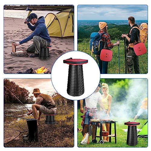 Image of Upgraded Square Folding Stool, Max Load Capacity 485lbs, Portable Collapsible Seat, Telescoping Foldable Stool for Camping,Fishing,Hiking,Travel, Red