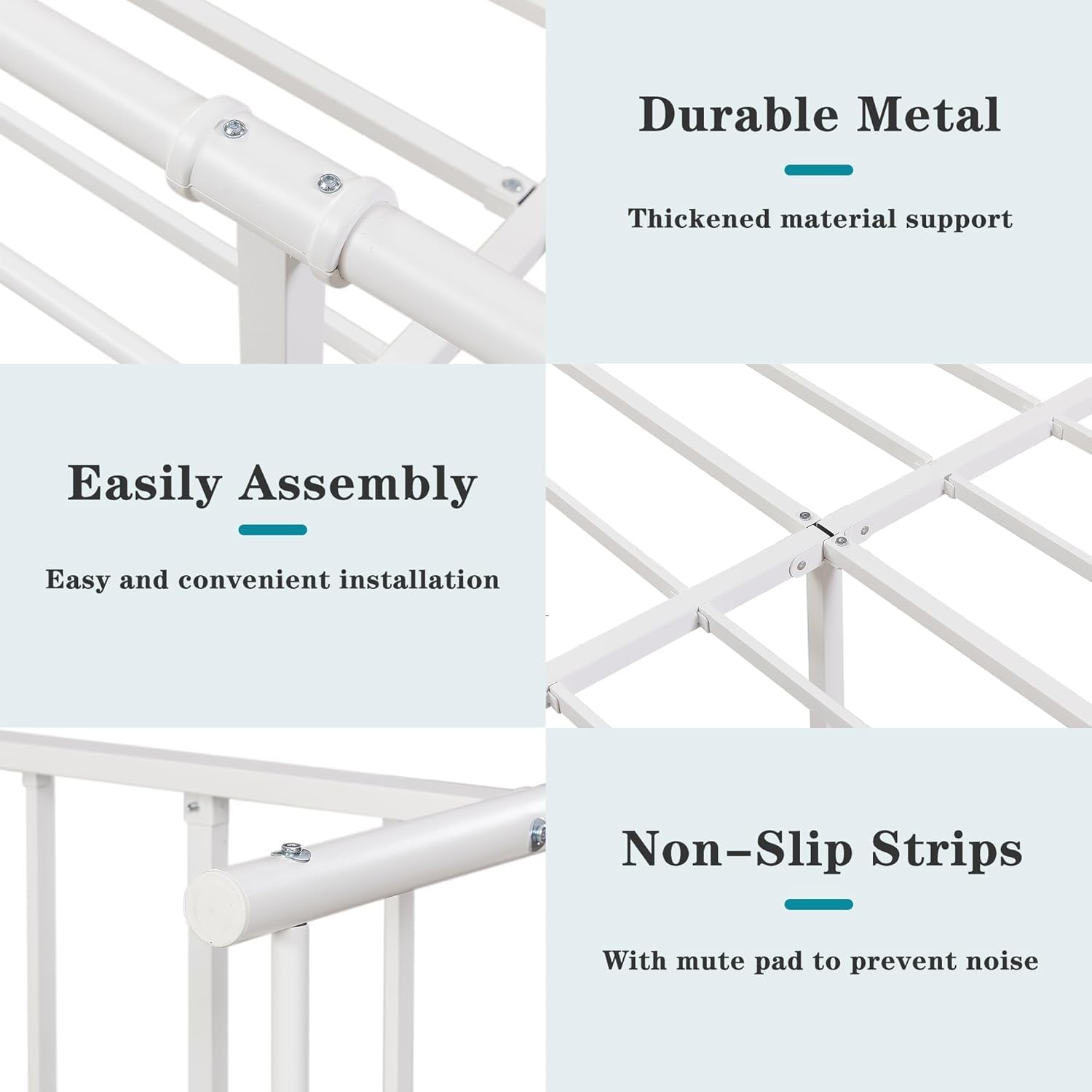 VECELO Twin Size Sturdy Metal Platform Bed Frame Classic Victorian Style Bed Frame with Headboard and Footboard Under Bed Storage No Box Spring Needed White