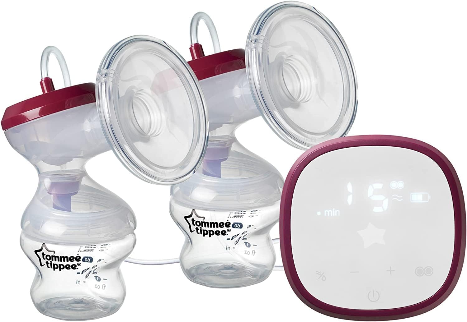 Tommee Tippee Made for Me Single Electric Breast Pump, Strong Suction, Soft Feel, USB Rechargeable, Quiet, Portable, Express Modes, Baby Bottle Included