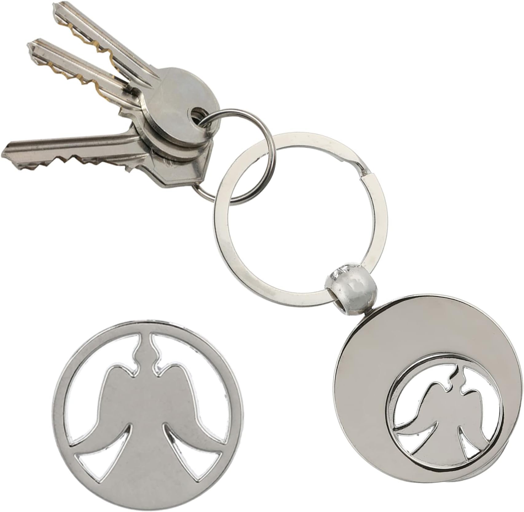 CepewaGuardian Angel Keyring Diameter 3.5 cm Metal Shopping Trolley Token Removable Angel Pendant