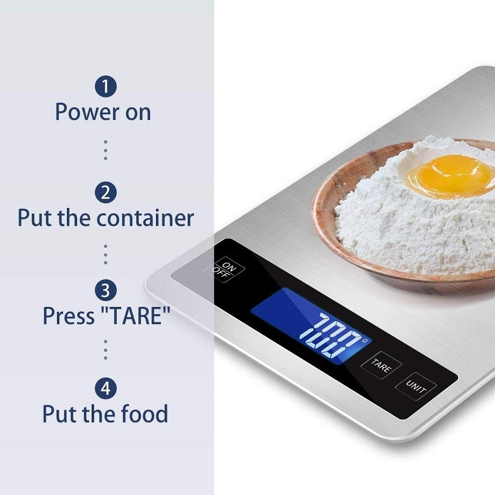 Báscula de Alimentos Báscula de Cocina de 15 kg, Báscula de Alimentos Digital electrónica for el hogar Báscula de Cocina for Hornear Herramienta de medición de Cocina Acero Inoxidable. Balanzas