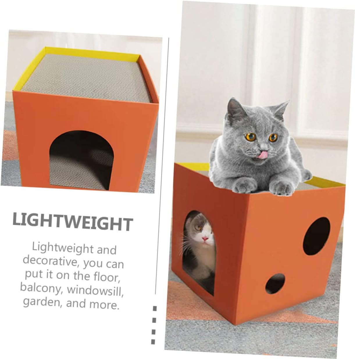 Cat Scratch-Resistant House Cube-Shaped Indoor Scratching Toy for Cats Comfortable Design Material for Pet Play and Grooming