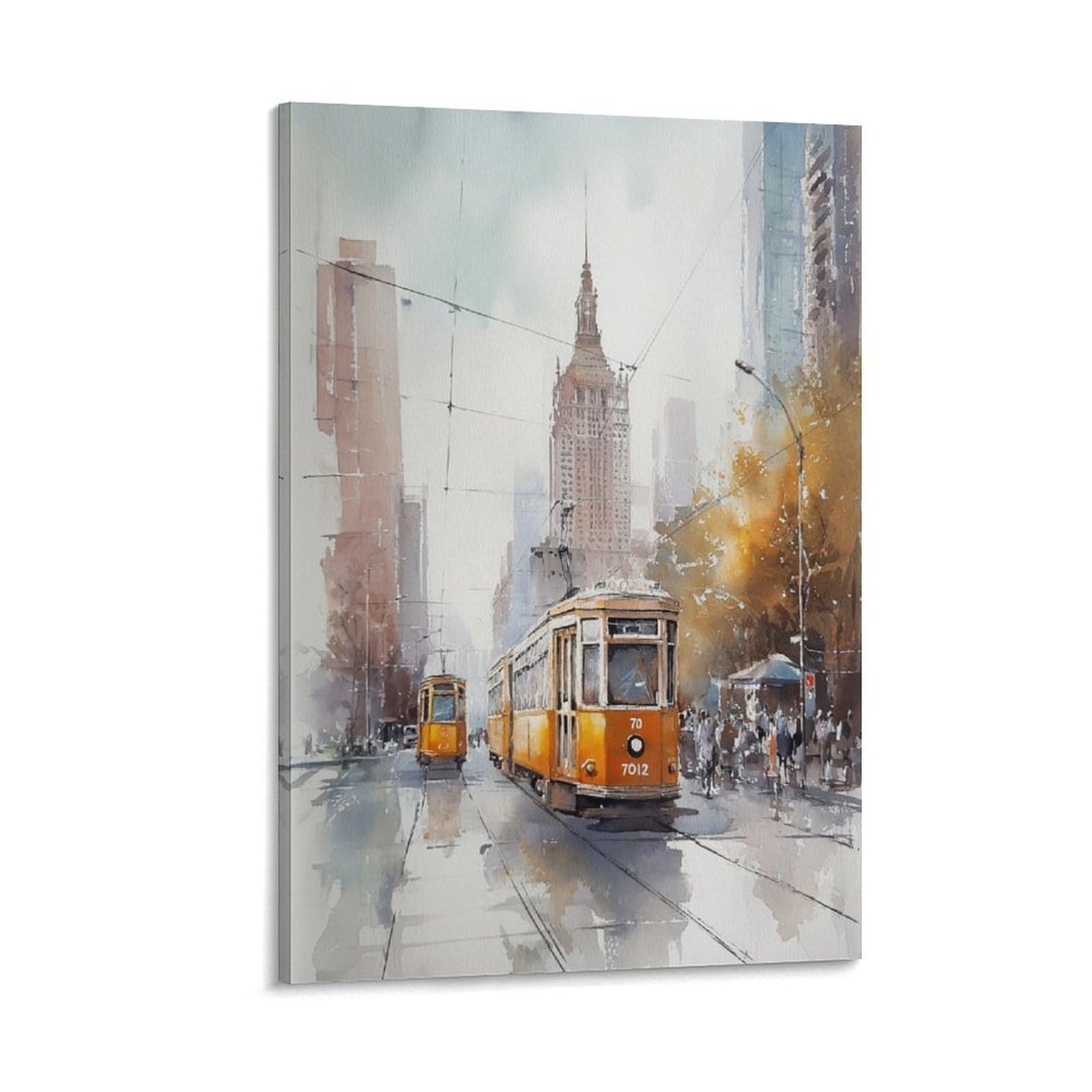 Watercolor 24x36inch(60x90cm) Vintage Travel Poster Watercolor Canvas Art