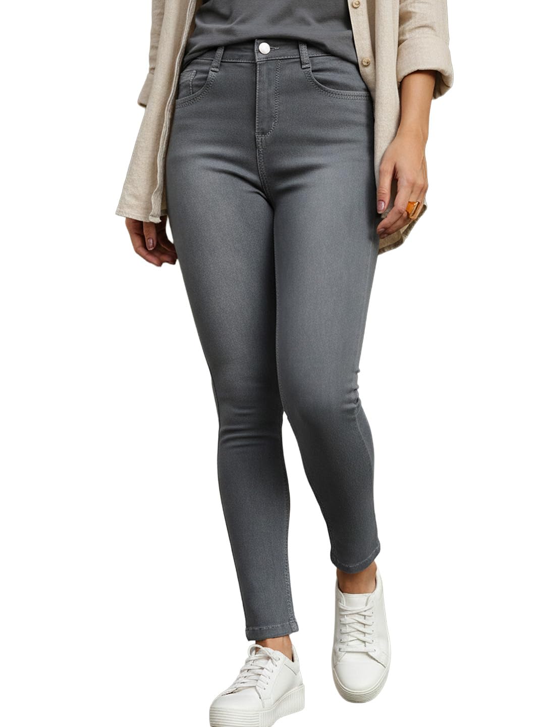 Anouk Women's Slim Fit Washed Jeans in neutral