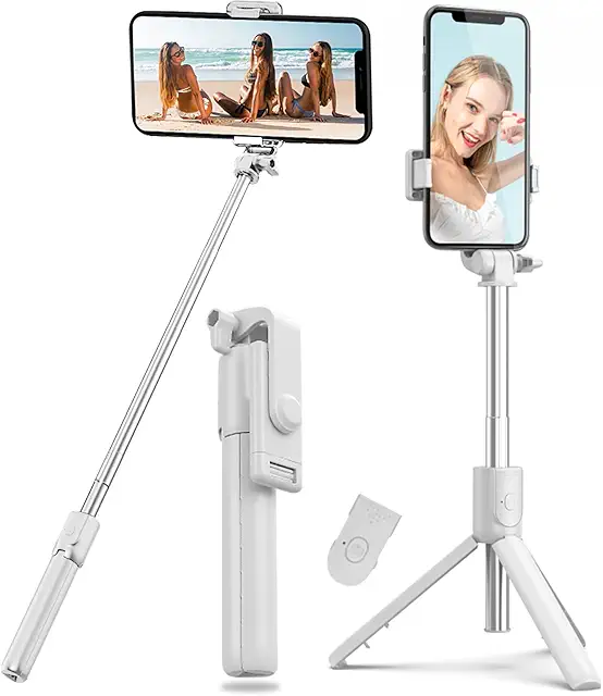 Imagen relacionada con Palo Selfie Trípode Bluetooth tripode para movil,4en1 Extensible Selfie Stick con Mando a Distancia Inalámbrico 270° Rotación Trípode Inalámbrico para Selfies Trípode Portátil