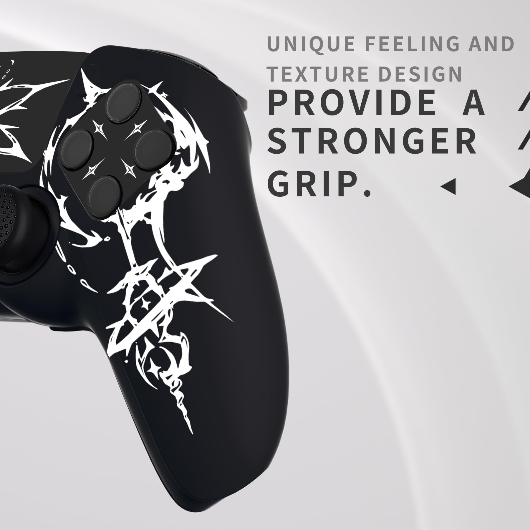 PlayVital Funda de Silicona para ps5 Mando - Cubierta Protectora Antideslizante y Suave con 6 Tapas para Pulgar, Grip Mejorado, Compatible con Base de Carga (Pure Series-Grieta Energía) — view 5