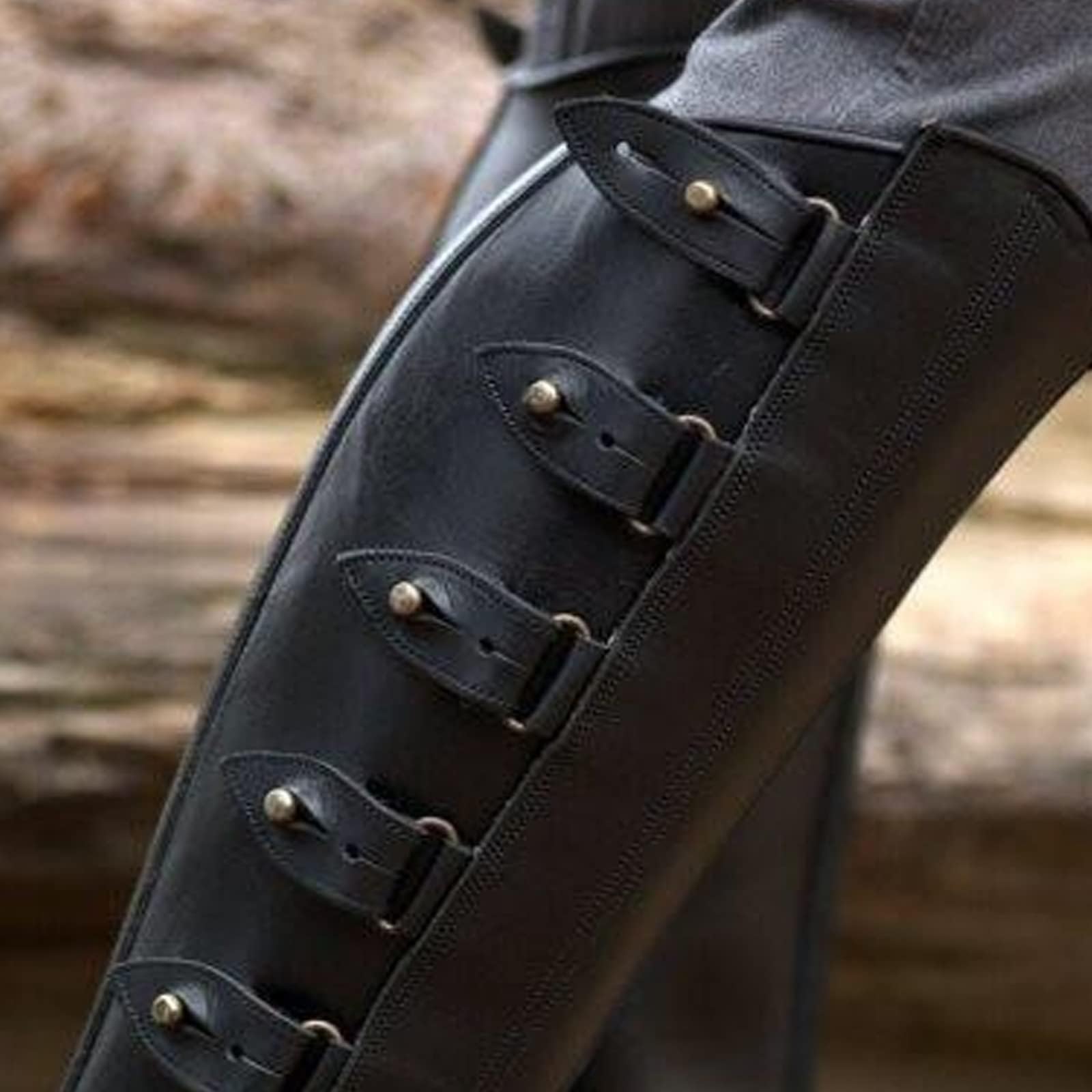 Średniowieczne ochraniacze na buty, sztuczna skóra, getry na kozaki piratów, kostiumy steampunk, cosplay, czarny, Einheitsgröße