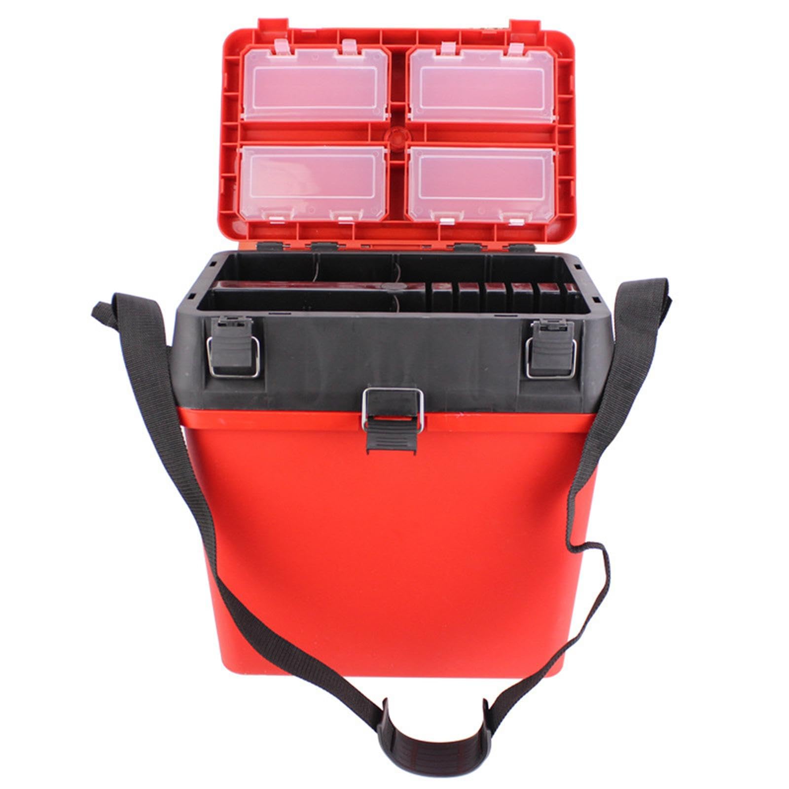 Angeln Groß Fishing Tackle Box mit Verstellbarem Trennsystem Tragbarer Faltgriff Robuste Sitzfunktion mit Zugang Zur Fischereiausrüstung Wasserdichter