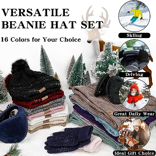LOROME Winter Hat Scarf Gloves Set xx use - image 7