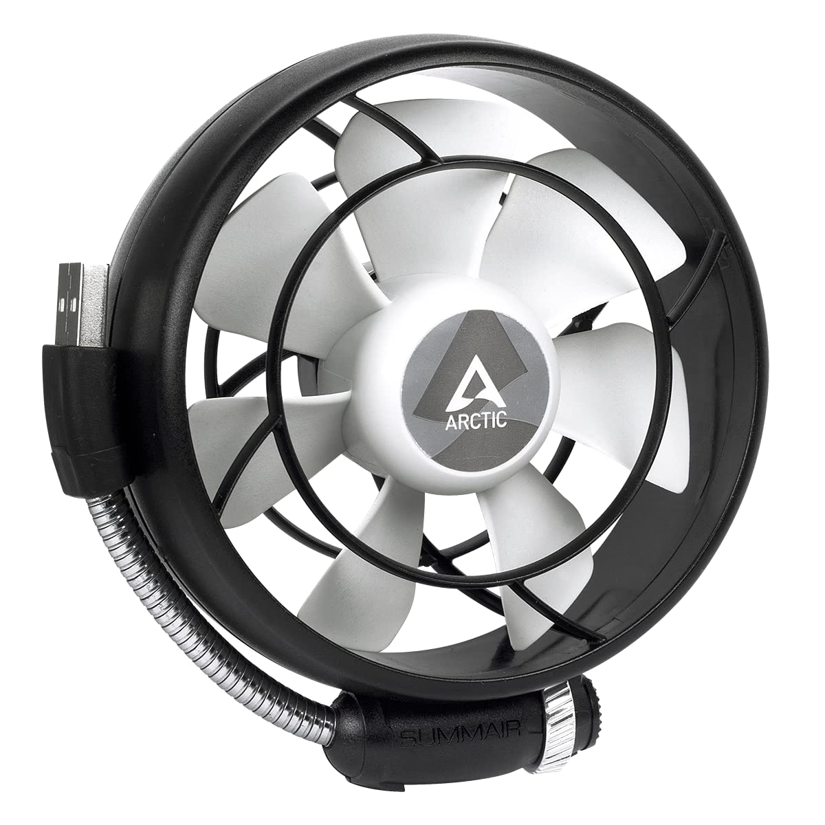 ARCTIC Summair Light – mobilny wentylator USB na biurko, wentylator stołowy/wentylator stojący, niski poziom hałasu, 900 – 2100 obr./min, kolor czarny