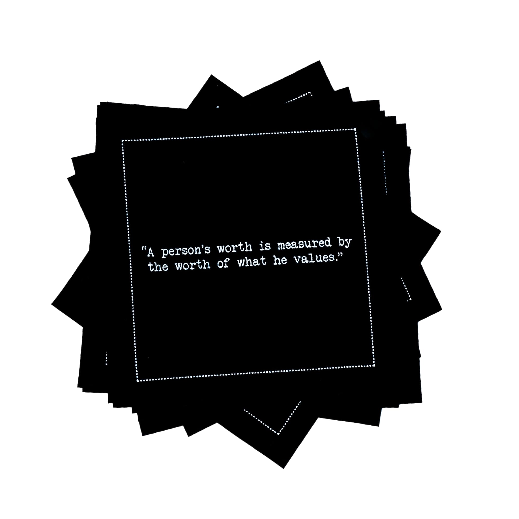 Five Star Marcus Aurelius Quotes | Black Cotton Cocktail Napkins | 50 Luxury Disposable Beverage Napkins with Witty Bar Quotes | Drink Napkins for