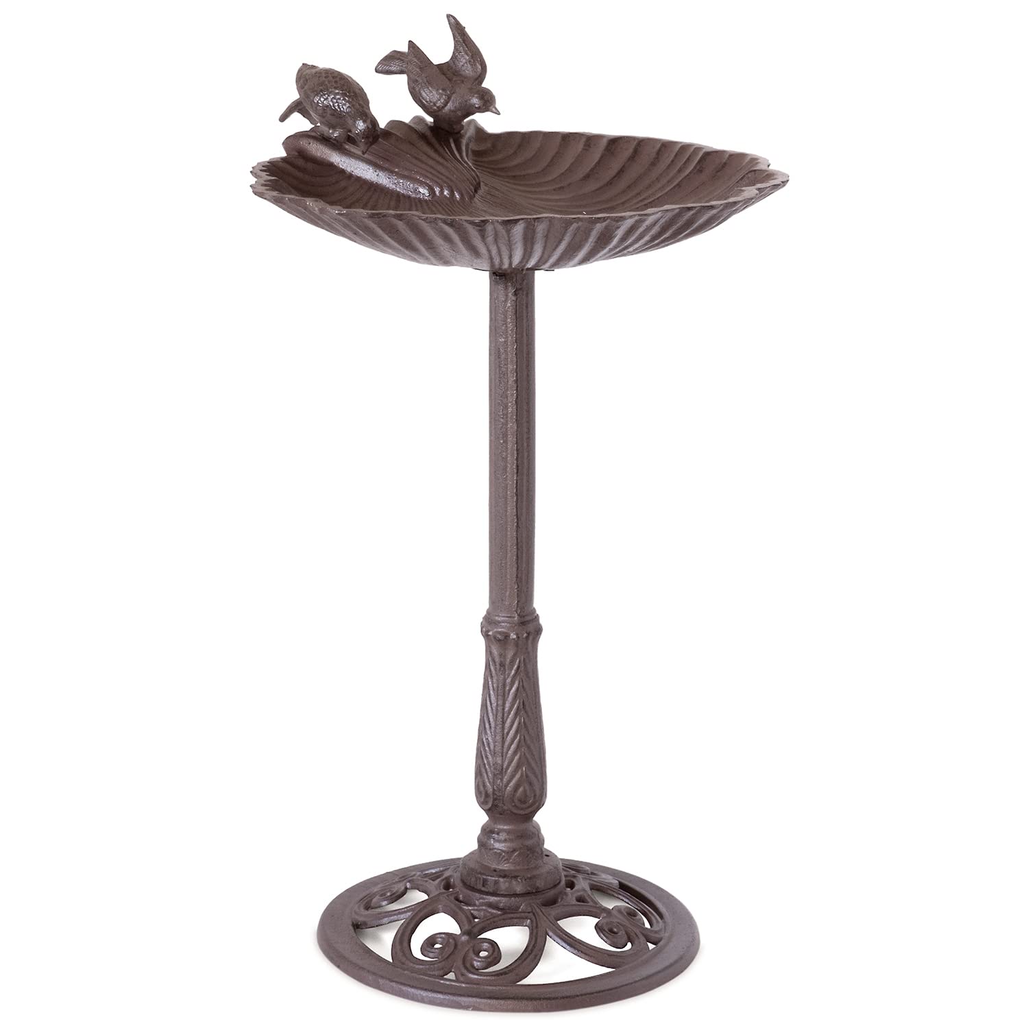 Moritz Bebedero para pájaros de 78 cm de alto, hierro fundido macizo, para jardín, baño para pájaros con soporte, diseño antiguo