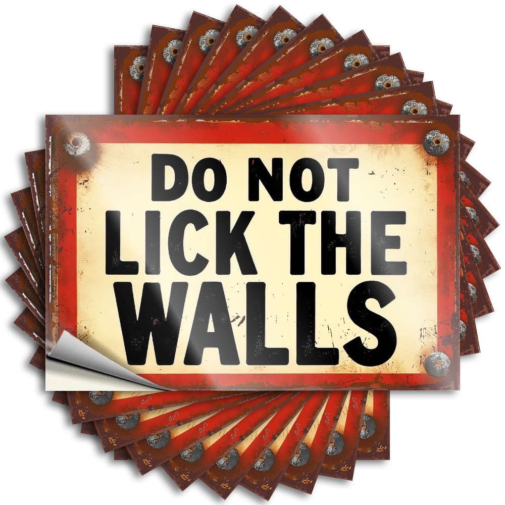 Retro Saying Water | Do Not Lick The Walls. Vintage Thankful Sticker Pack(6X9CM)