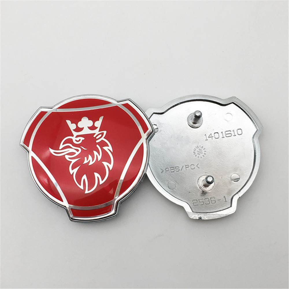 1 szt. dla odznaki Scania Griffin ciężarówka niestandardowe logo 80mm przednia kratka maski samochodu naklejka emblematu (czerwono-srebrny)