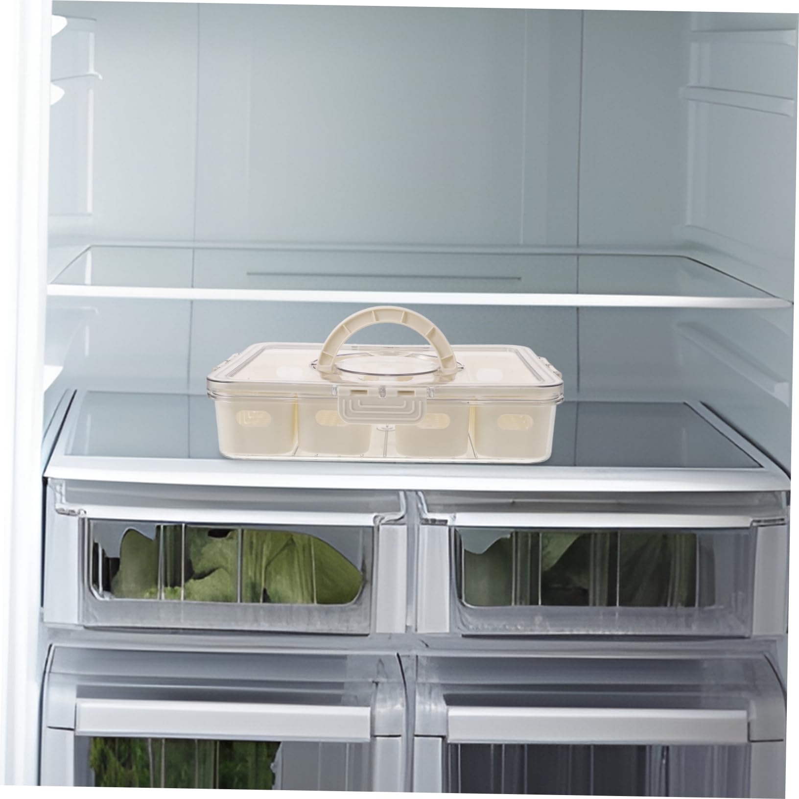 Verdickter Kühlschrank Organizer mit Luftdichtem Deckel und Geteilten Fächern Langlebiger Pet Frischhaltebehälter für Obst und Gewürze im Kühlschrank