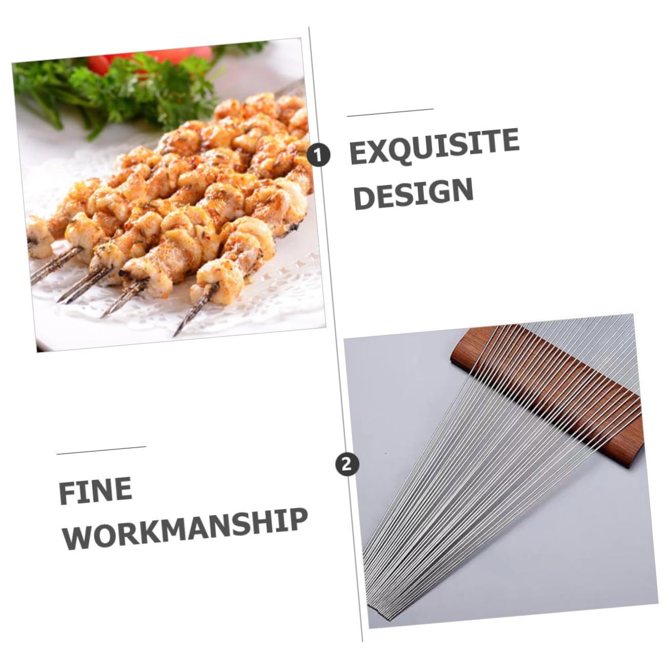 GALPADA 100piezas Brochetas para Asar de Acero Inoxidable Unidades Herramientas para Picnic Brochetas para Barbacoa Color