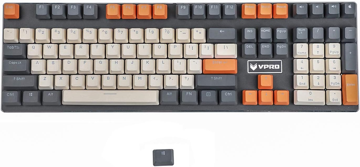 Double Shot 108 Dyed PBT Shine Through OEM Profile Rainbow Carbon Sunset Keycap for MX Switches Mechanical Keyboard（Only Keycap） (Carbon)