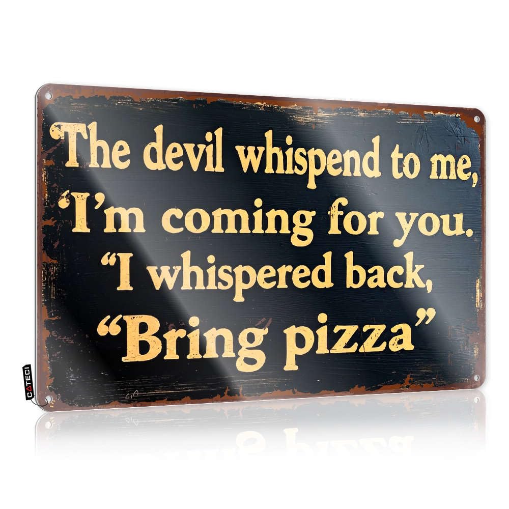 Fzfn Colour Metal Wall Decoration Kitchen Decorations Wall Art - The Devil Whispered To Me, I'm Coming For You Accessory Nostalgic Retro Style Decoration For Classroom(30X40cm)
