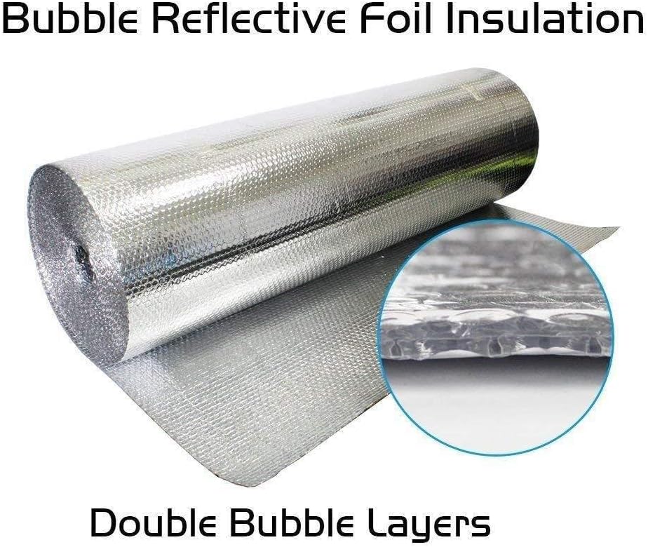 Garage Door Reflective Insulation Pre-Cut Kit: 10 Sheets of Double Bubble Insulation Panels 24 x 48 Inch Reflective Aluminum Radiant Barrier Thermal Insulation Shield with Heavy-Duty Double-Sided Tape
