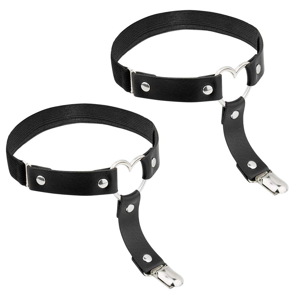 Jarretières Simili Cuir Punk - Lot De 2 Réglables Avec Décorations Gothiques