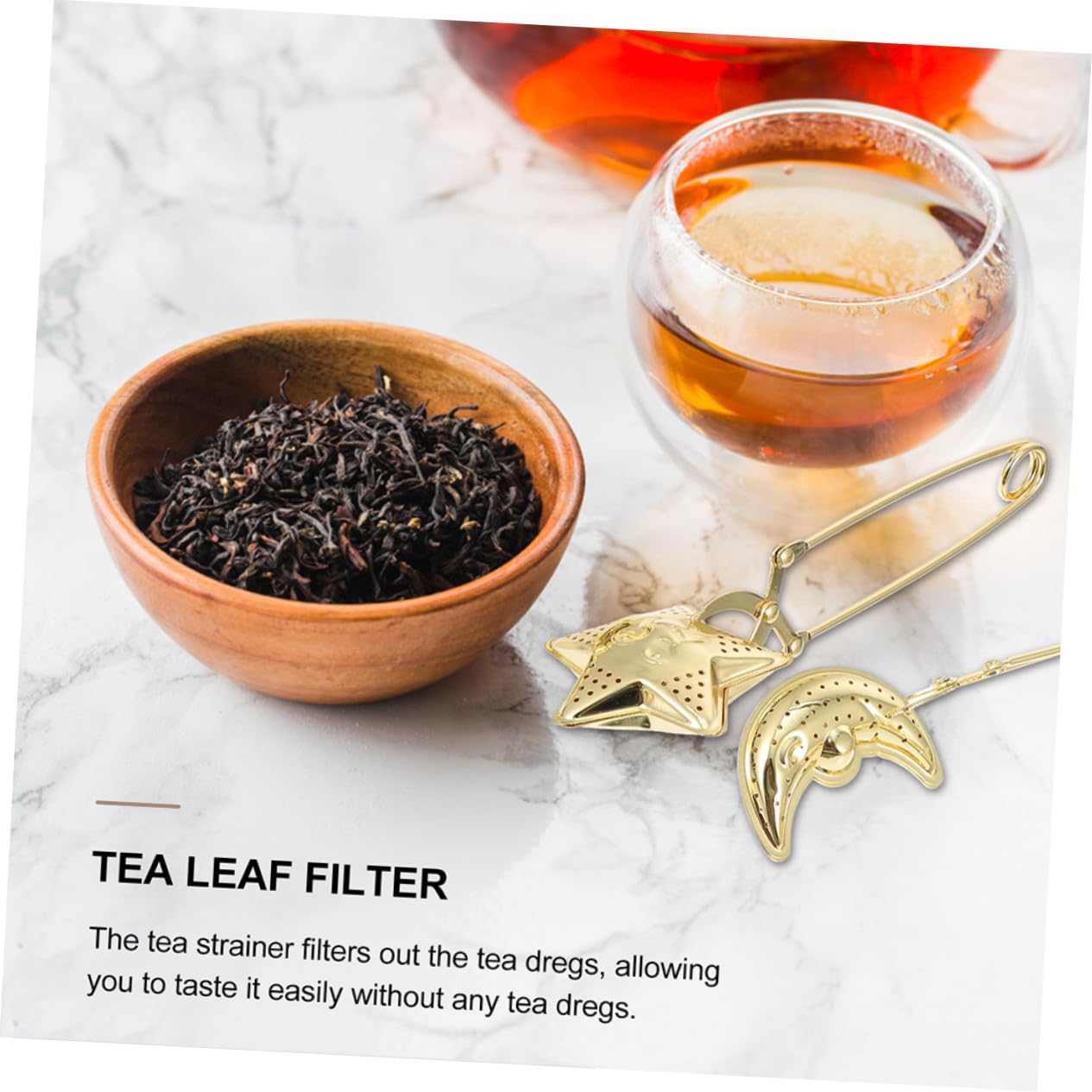 TOYANDONA Infuseur à Thé Léger et Résistant avec Filtre Étoile et Lune en Acier Inoxydable Doré pour Infusion Domestique