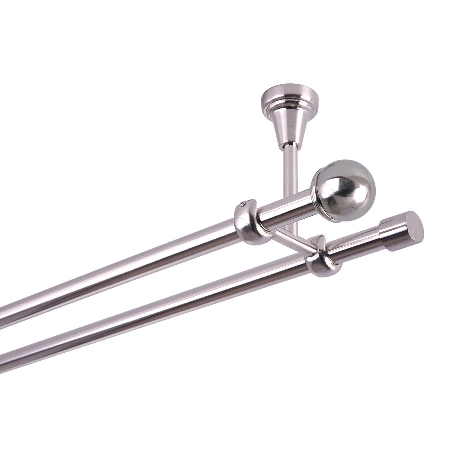 MDEKOR Tringle à rideaux 2 voies Fixation de plafond en métal aspect acier inoxydable neuf, 240