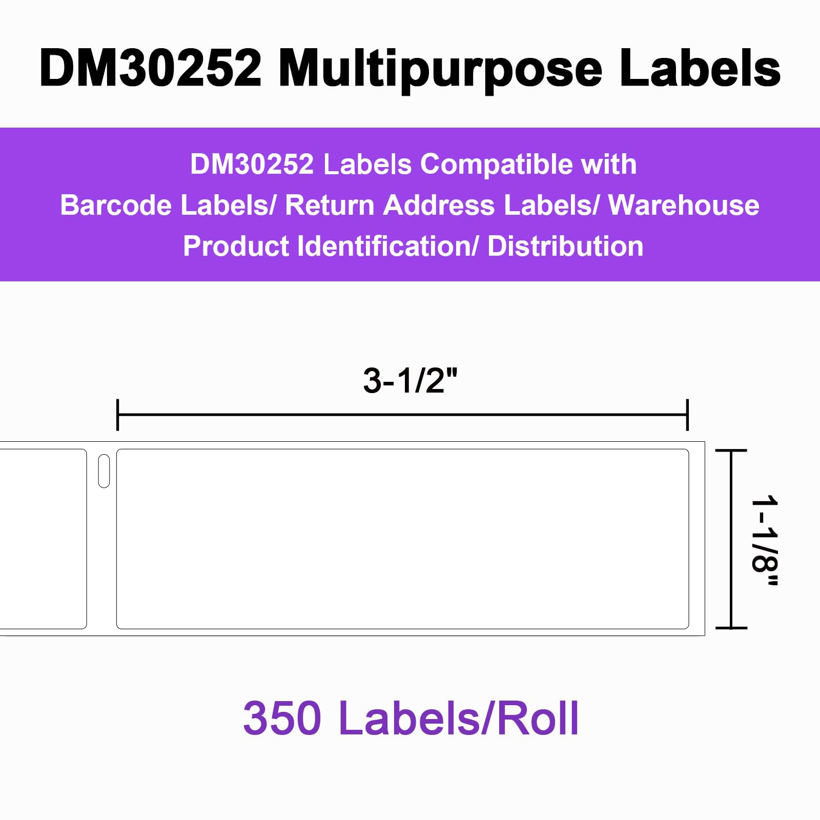 8400 Pcs/3-Proof 1" Core Labelebal Compatible With DYMO 30252,1-1/8" X 3-1/2"(28mm X 89mm) Direct Thermal Labels, Shipping Replacement Labels Compatible For DYMO LabelWriter Printer (350 Labels/Roll - View #7