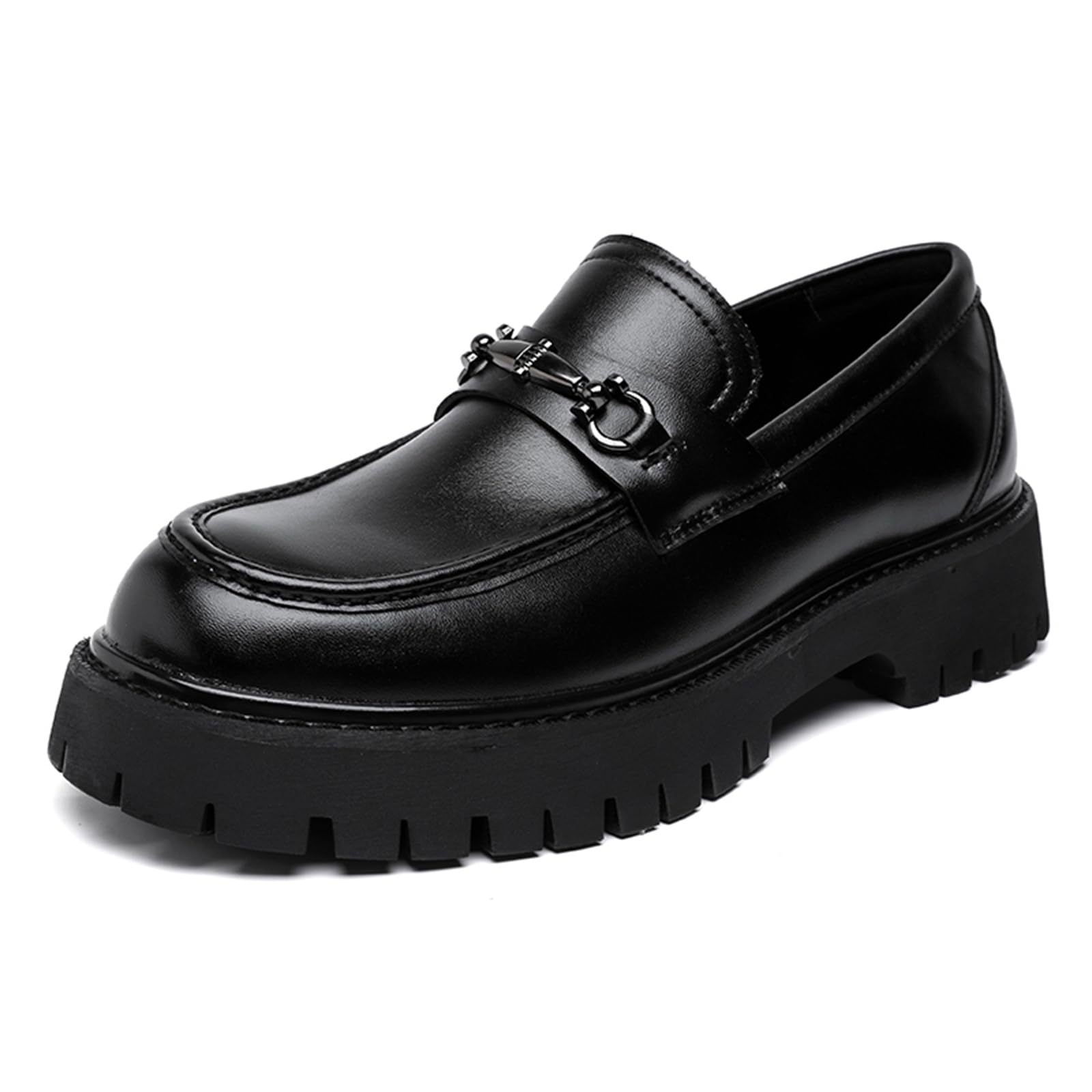 Herren Loafer Plateau Abendschuhe Leder Runde Zehen Modern Business Formelle Arbeitsschuhe