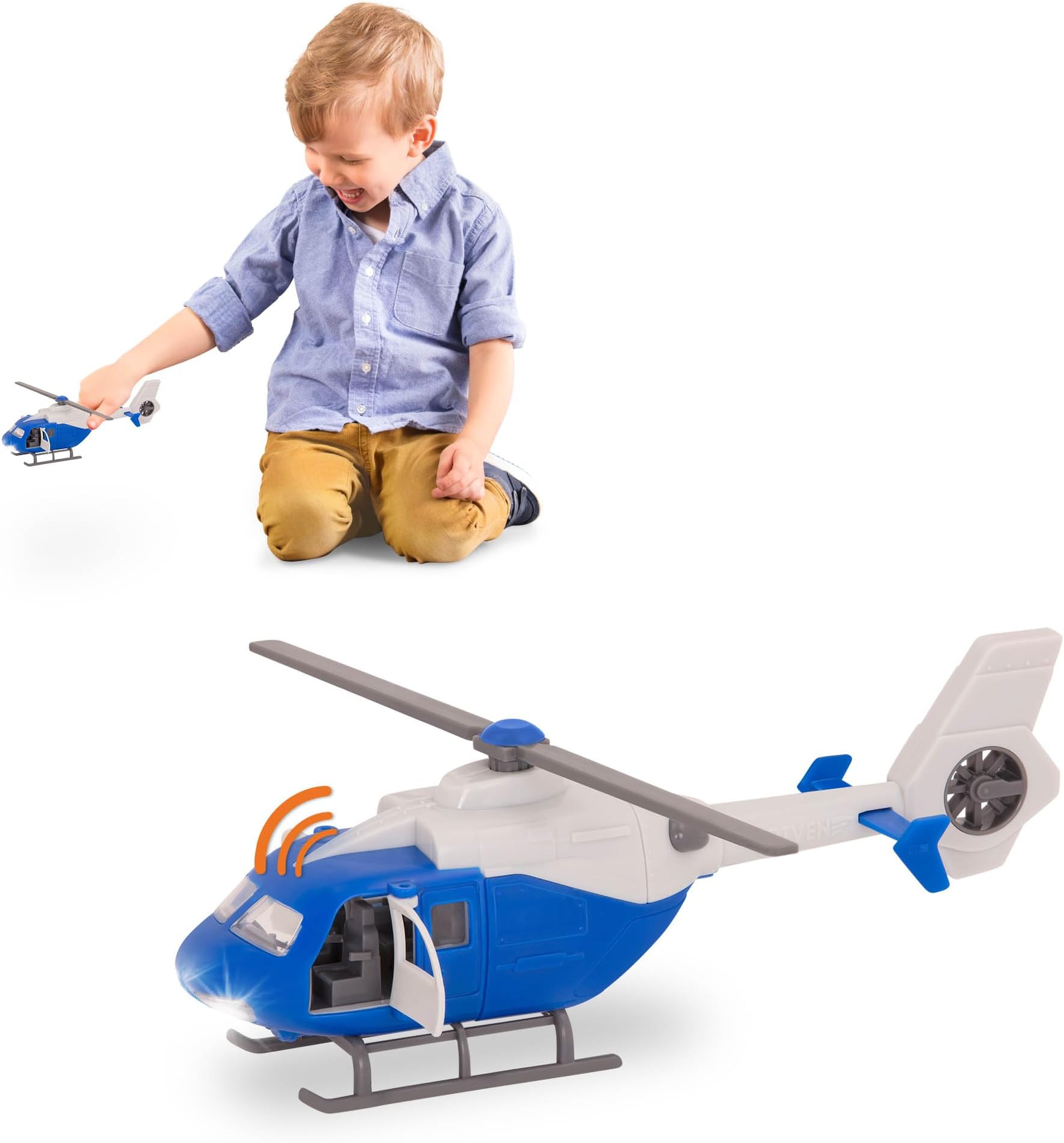 Driven by Battat – 7-Inch Rescue Helicopter Toy with Lights & Sounds, Opening Doors, Vehicle for Boys & Girls, Durable Design, Realistic Details, 3+ Years Toy for Kids