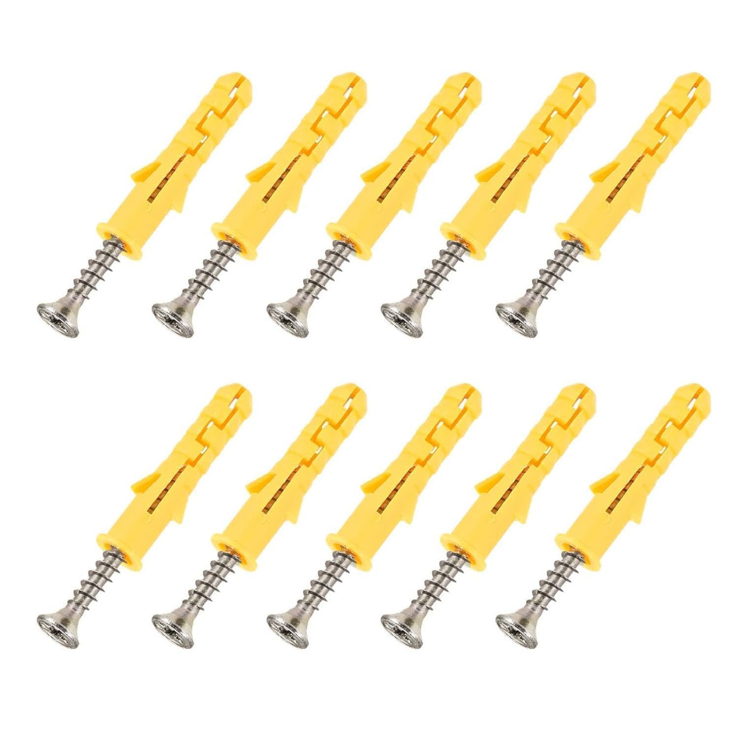 10Pcs M10x50mm Heavy Duty Masonry Screws + Wall Plugs, Brick Screws