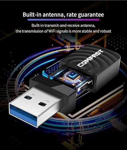 Miniatura 4 de Adaptador WiFi USB de 1300 mbps, doble banda antiinterferencia, 5.8 ghz2.4 ghz, tarjeta WiFi de alta velocidad, adecuada para compatible con Windows