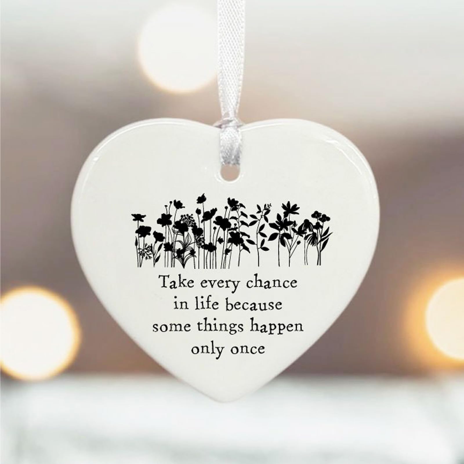 Personalised Porcelain Hanging Heart 'Take Every Chance..', Porcelain Hanging Decoration Gift, Wedding Gift, Home Decoration