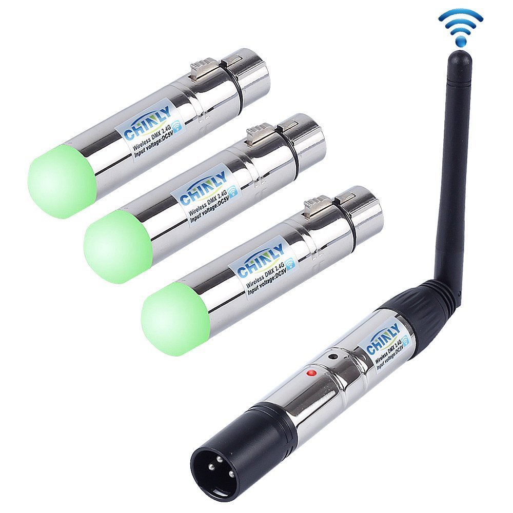 CHINLY 4pcs DMX512 2,4G ISM Kabelloser XLR-Sender/Empfänger männlich/weiblich LED-Lichtsteuerung Kurzversion für DJ LED-Bühnenbar-Partylicht