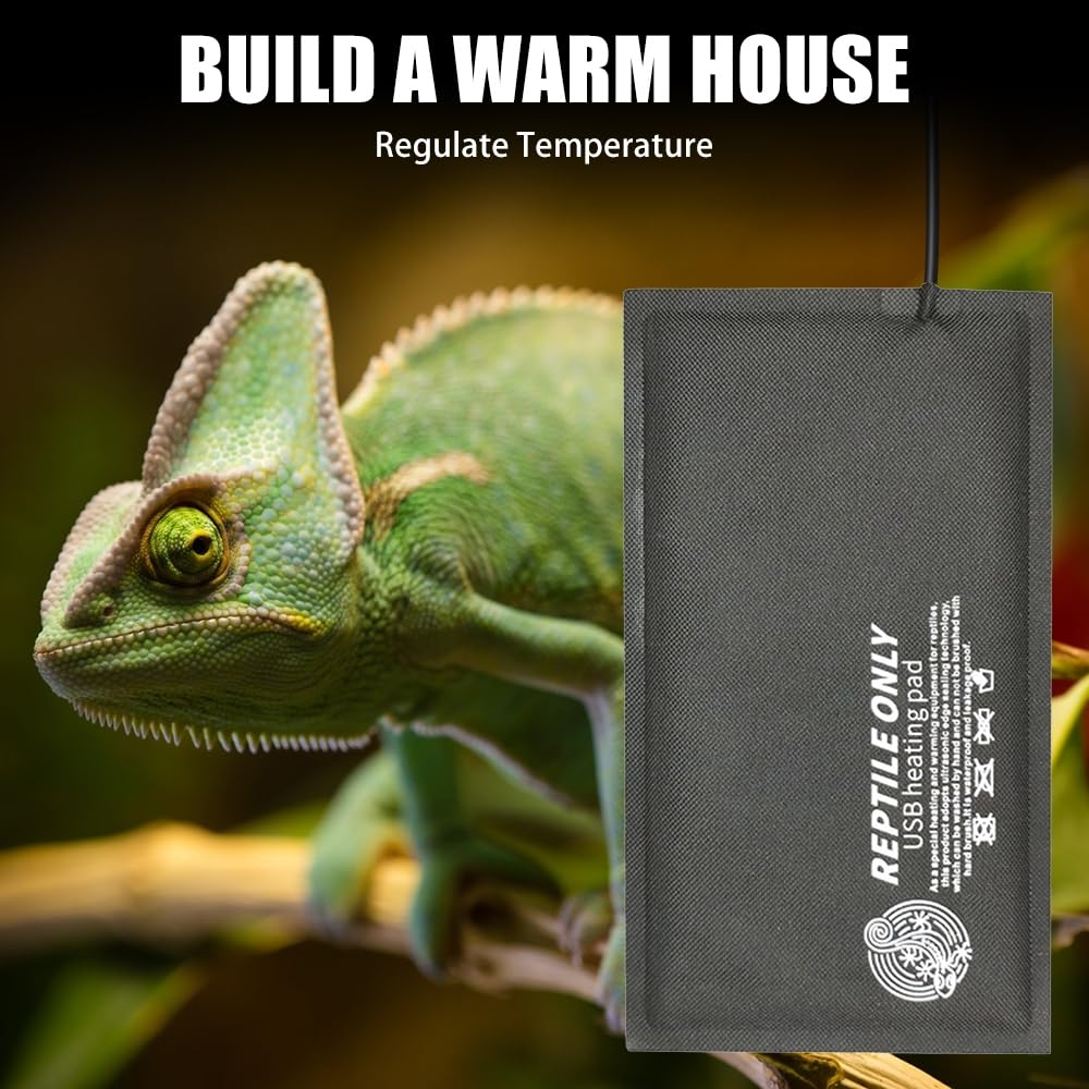 DONGKER Esterilla térmica para reptiles, USB 5 V, alfombrilla térmica para terrario, temperatura de terrario, anfibios, alfombrilla para terrario de serpientes, lagartos, ranas