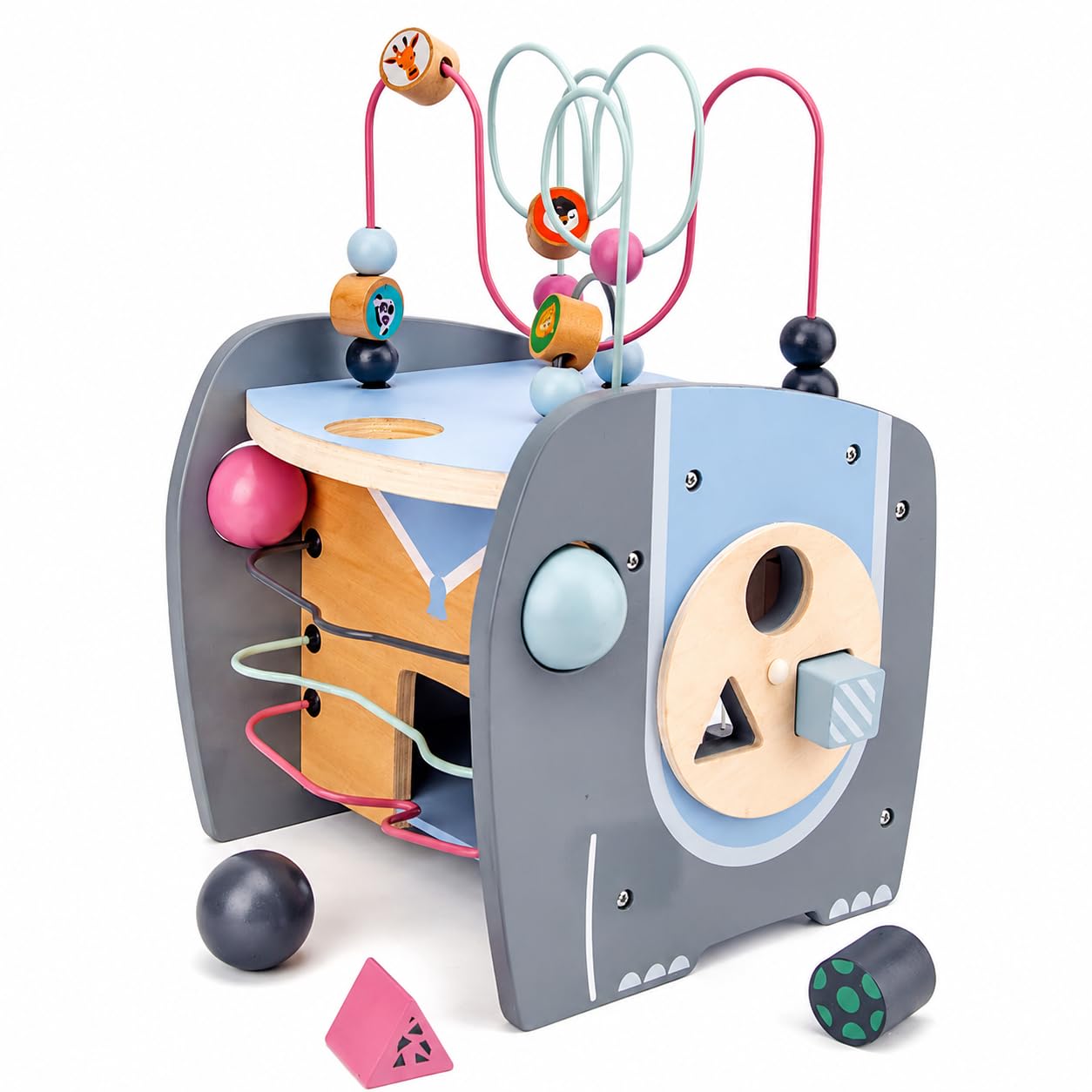 Regalo bebé 1 año Cubo de Actividad, jugue de Madera 26cm, sensorial y Educativo para niños 1-3 años, motricidad Fina