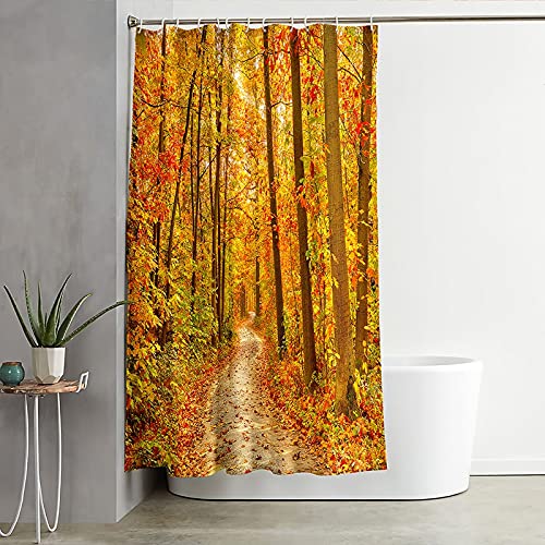 Rideau de douche en polyester forêt d'érables orange de qualité supérieure - 3