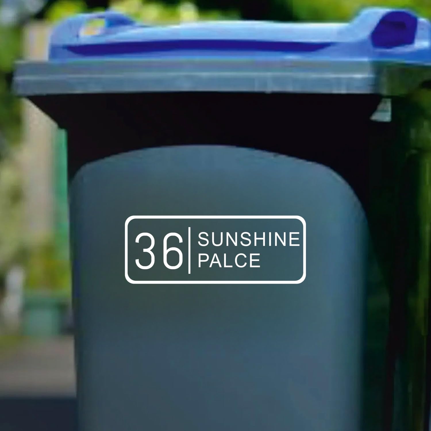 Minxltd One Color Personalised Wheelie Bin Sticker, Custom Your House Number & Address Waterproof Vinyl Decal, Number And Street Name, Recycle Bin Stickers，Rubbish Bin(G)