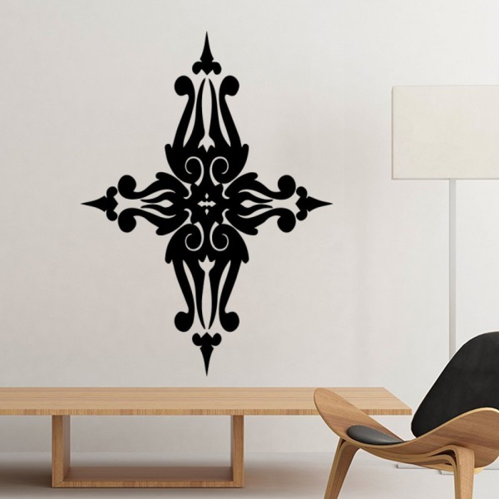 Sticker mural Sainte-Croix noire gothique pour décoration salon silhouette