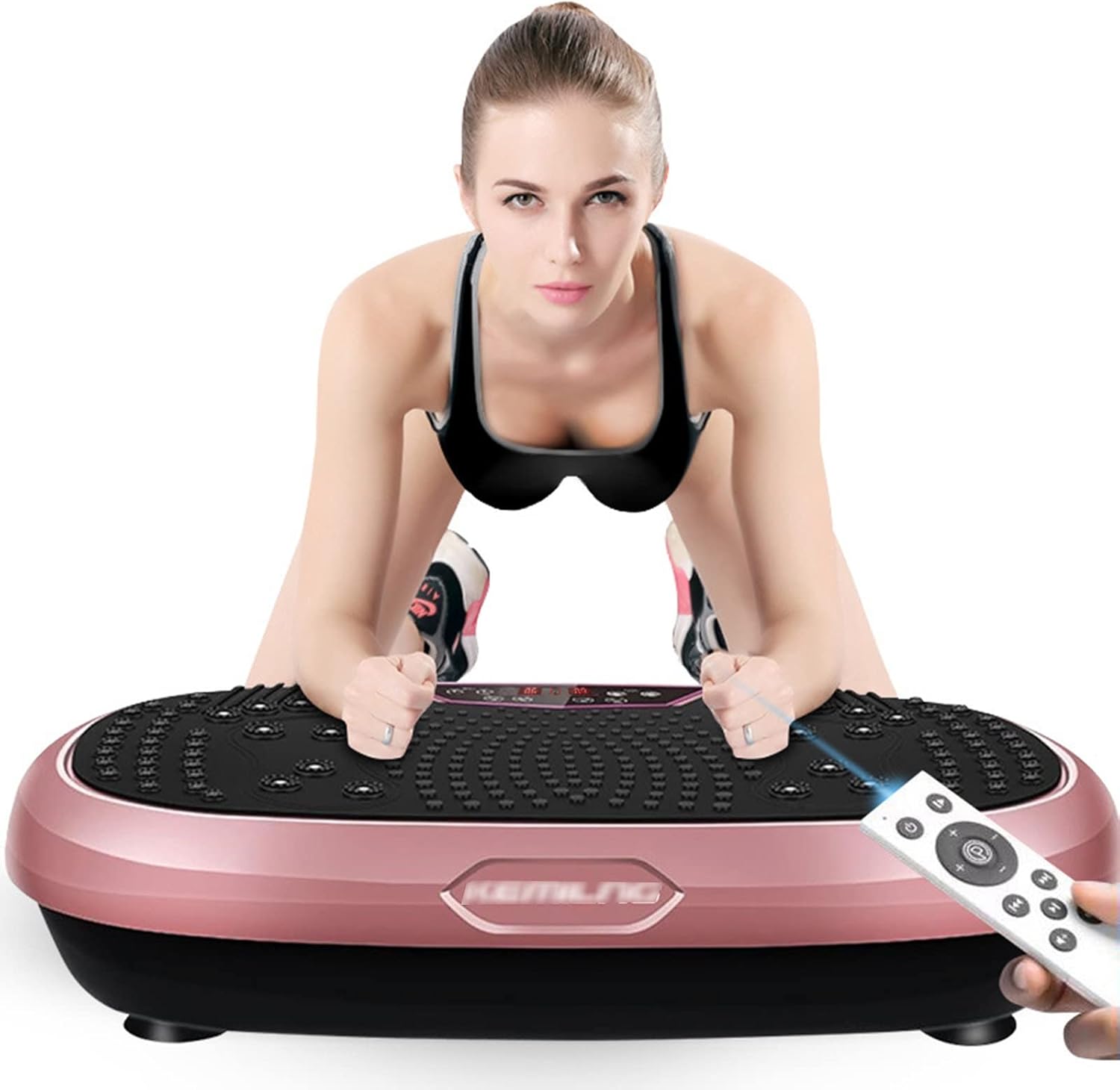 Vibration Plate Exercise Machine，Fitness Vibration Platform Machine for Weight Loss & Foots Massage with Loop Bands + Remote, 99 Levels