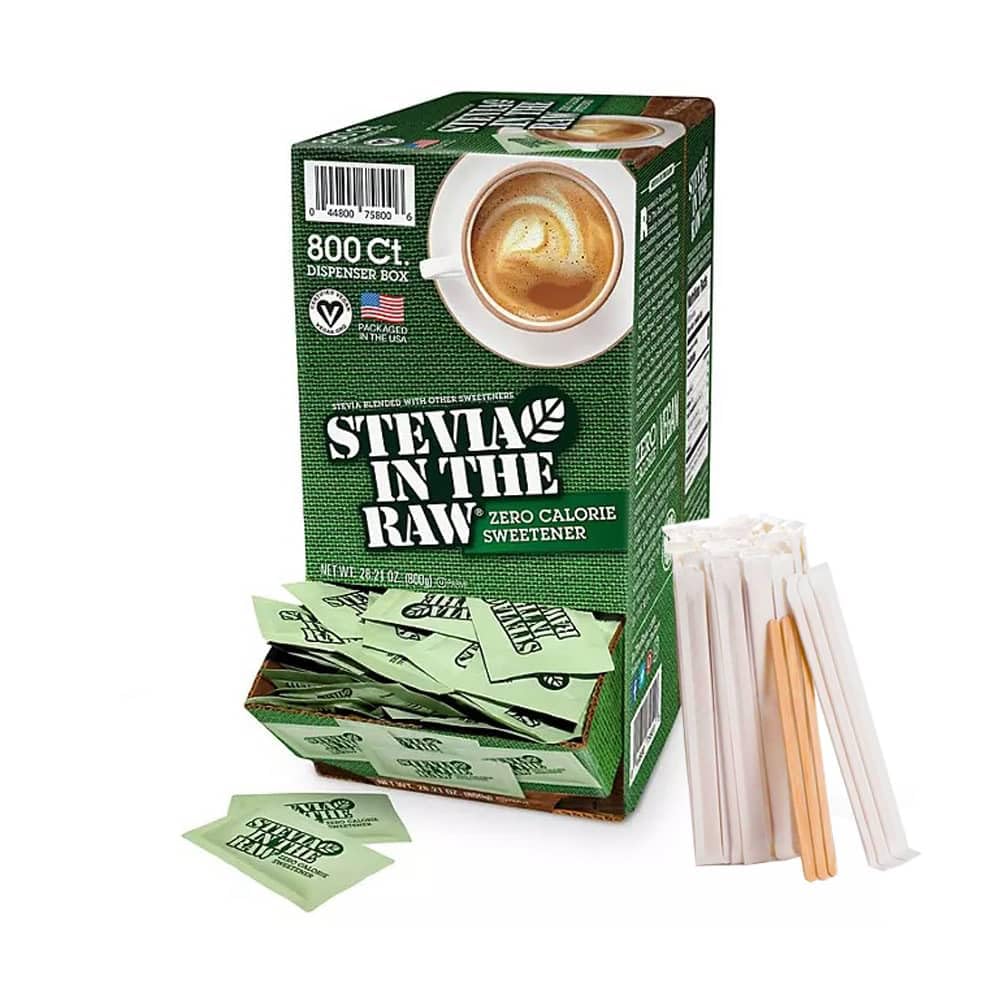 Stevia Packets, Stevia 800 packets, Zero Calorie Sweetener, Natural Sweetener for Drinks and Baking, Sugar Packets for Home, Office, Coffee, Bar, Gift, Restaurants, & Coffee Stations, Plus 20pieces Optimumbyyemi Individually wrapped coffee stirers for Mixing