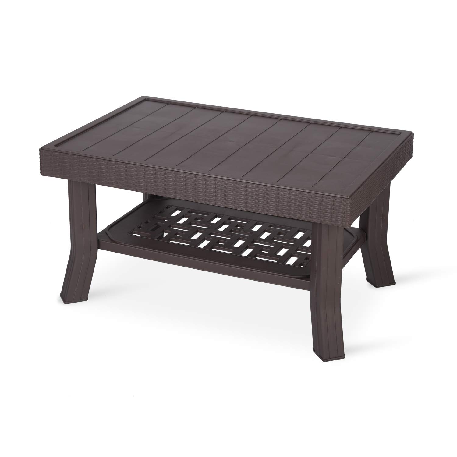 SkyGlamour Supreme Vegas Plastic Table | Center Coffee Table for Living Room | Garden | Office | Indoor&Outdoor Use (Color: Wenge, 1 Pcs.)