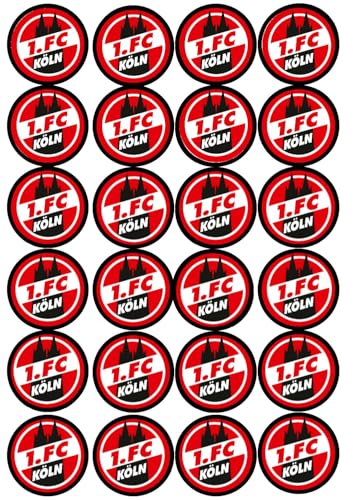 24 Muffinaufleger ca. 4,5 cm zum selbst ausscheiden, Cupcakes Muffinsbild Geburtstag Fondant Motiv: Fussball Köln Nr. 5