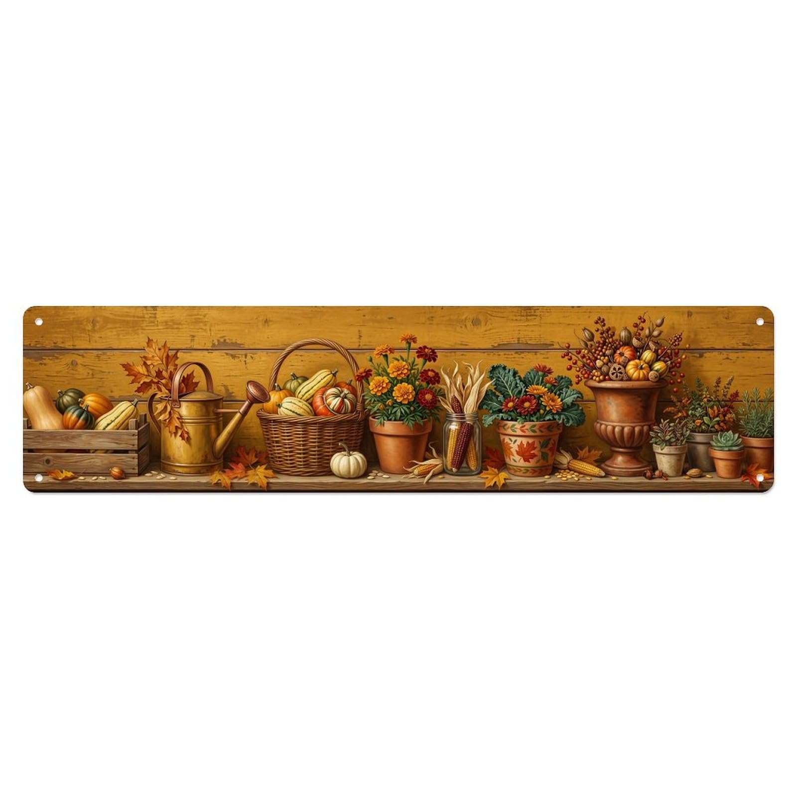 Garden Tools Vintage Autumn Harvest Squash Pattern Metal Tin Sign